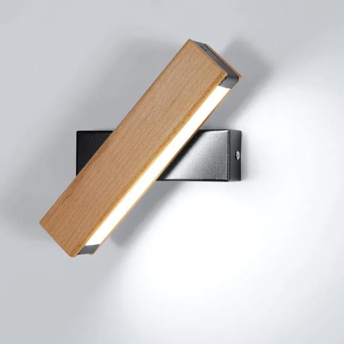 Applique Murale Intérieure Bois 360 ° Rotatif Lampe de Chevet Murale Chambre à coucher avec lumière blanche froide 6500K LUSTRE