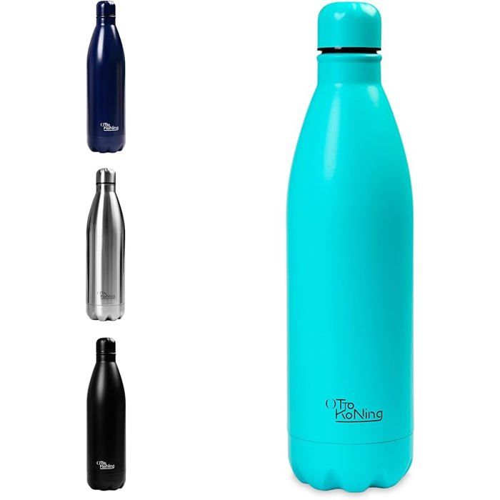 Gourde Isotherme 1L Inox - Bouteille Eau Sport Thermos Café et Thé Maintien Chaud 12h Froid 24h - Design 1000 ml Vert VERT GOURDE