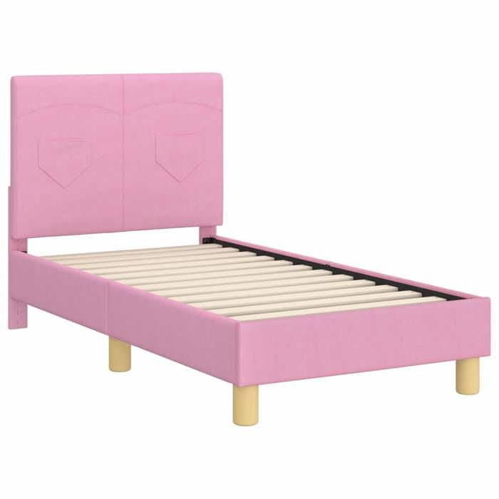 Structure de lit double(1 pc) - VIDAXL - Montage Facile - pour tout-petit avec tête de lit - Rose 70x140 cm L1440