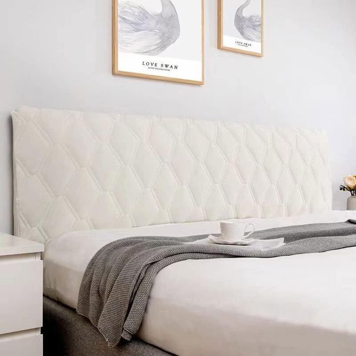 Housse de tête de lit - PZCC - 160 cm - Velours doux - Extensible (5–30 cm) - Lavable en machine