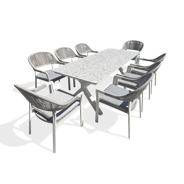 Ensemble repas de jardin 8 places - Blanc - ABELLA