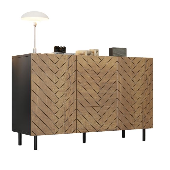 Buffet Salon Meuble de Rangement Moderne avec 3 Tiroirs et 2 Portes Pied métal Buffet Salle à Manger et Salon 120x40x76cm