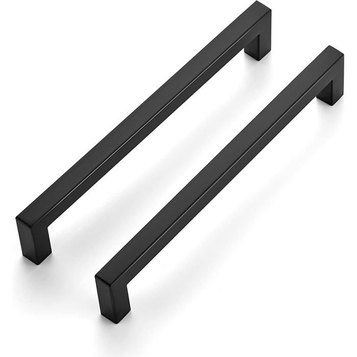 Poignées De Meuble Barre Inox Noir Mat Entraxe 192 mm Lot 32 Pour Placard Et Tiroir Cuisine Style Carré Moderne