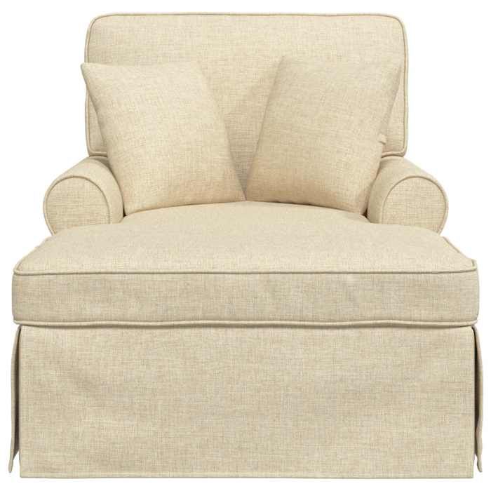 Confortable Chaise lounge avec jupe avec coussin (3 pcs) Applications larges 110 kg par siège Crème tissu__21259