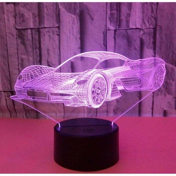 Lampe optique poser - Aueq - décoratif tactile 7 couleur illusion optique modèle voiture faible consommation câble usb ou 3 piles
