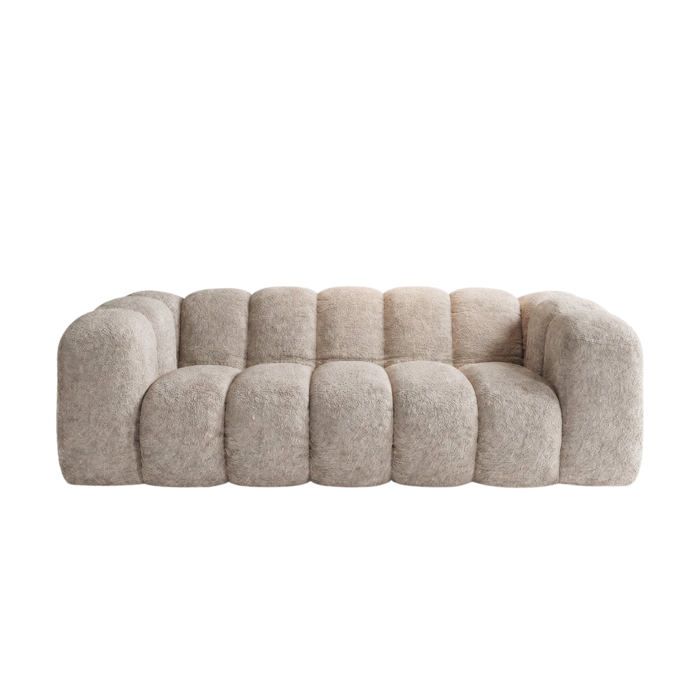 RIVIERA - Canapé droit tissu bouclette Beige RIVIERA - Canapé droit tissu bouclette Beige