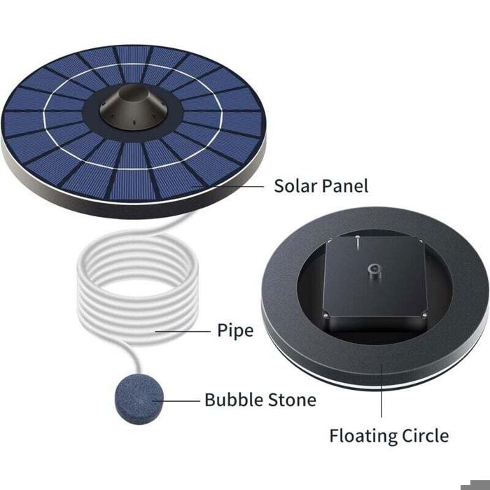 Pompe à Oxygène pour Aérateur dÉtang Solaire avec Tuyau dair Et Pierre à Bulles à Eau Flottante Oxygénateur de Réservoir de