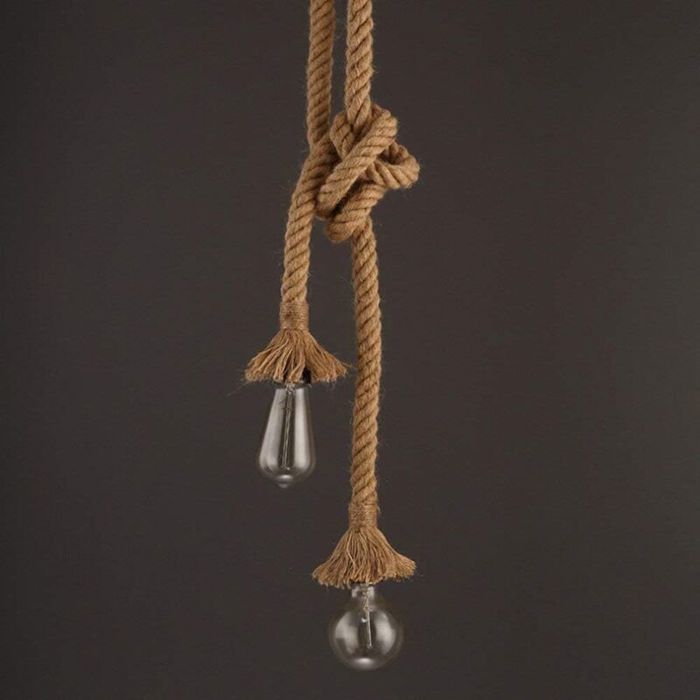 Suspension industrielle - PZCC - Double tête - Chanvre - 2x E27 - Câble 50 cm