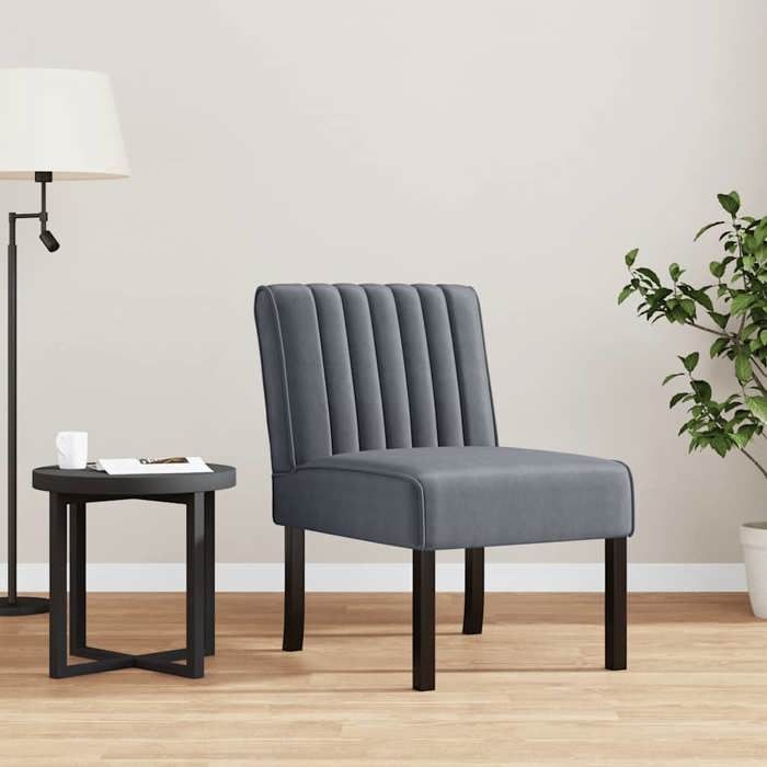 Chaise intérieure moderne vidaXL Fauteuil sans accoudoirs gris foncé velours(8365）