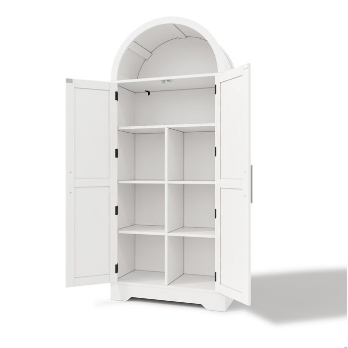 Modenuit Vitrine haute arquée 70x35x170 cm 2 portes MDF blanc style campagne