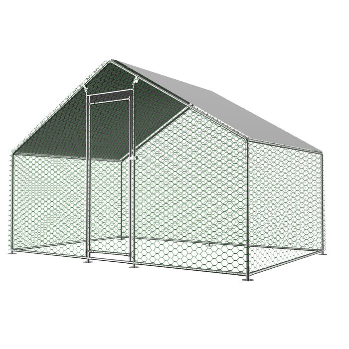 Enclos pour petits animaux - Structure en acier galvanisé - Bâche imperméable en PE - Grillage hexagonal enduit de PVC