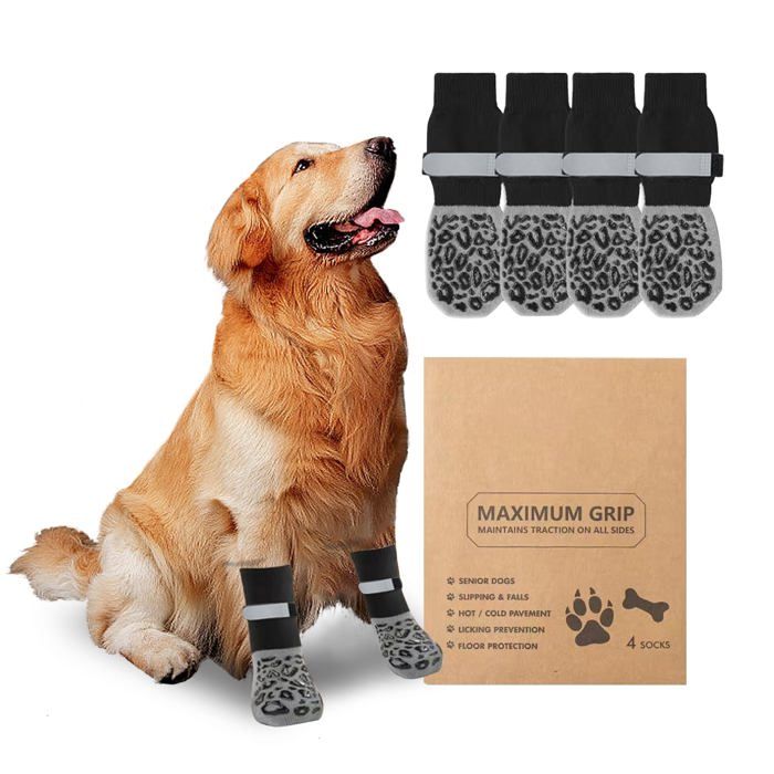 2 Paires Chaussettes Antidérapantes Double Face Chien Sangles Réglables Protège Pattes Glissement XL Aucuneary