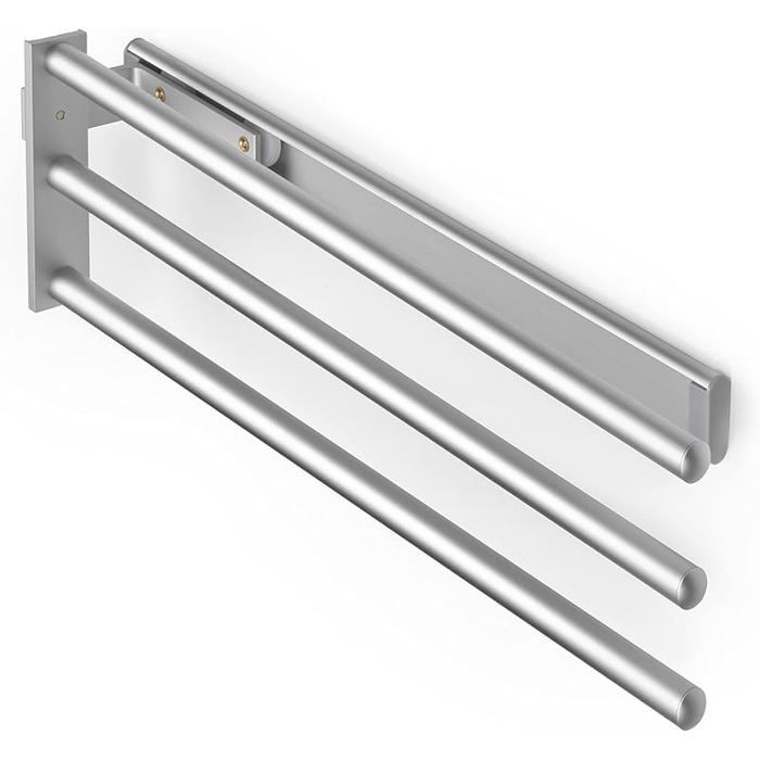 Porte Serviettes Extensible 3 Bras 440 mm Support pour Drap de Salle de Bain ou torchons de Aluminium Anodisé Mat 439mm