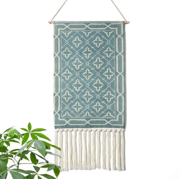 Tenture Murale Boho Style à La Main Coton Gland Tige De Cuivre Bannière Suspendue Pour La Décoration Murale De Chambre Denfants-F