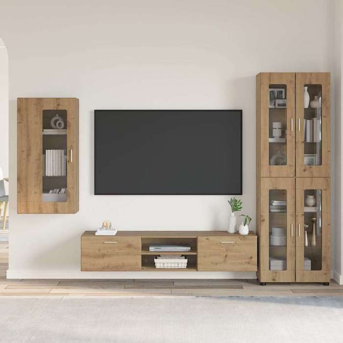 Ensemble meuble TV moderne - VIDAXL - Avec Buffet et Haut armoire - FLORIN Chêne artisanal Bois dingénierie T5704