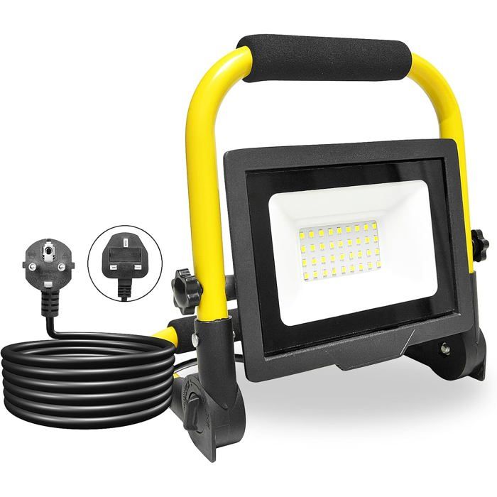 30W Projecteur Led Portable De Chantier Avec Prise 3000Lm[CA96]