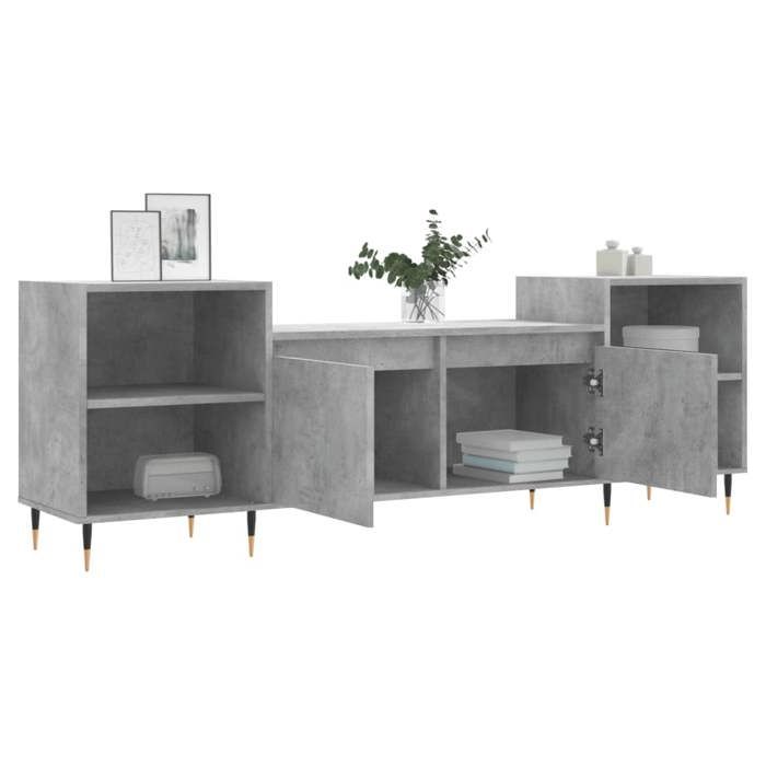 Magnifique Meuble TV Gris béton 160x35x55 cm Bois dingénierie - design polyvalent - pour maison - Gris 29.5 kg 2026_648529
