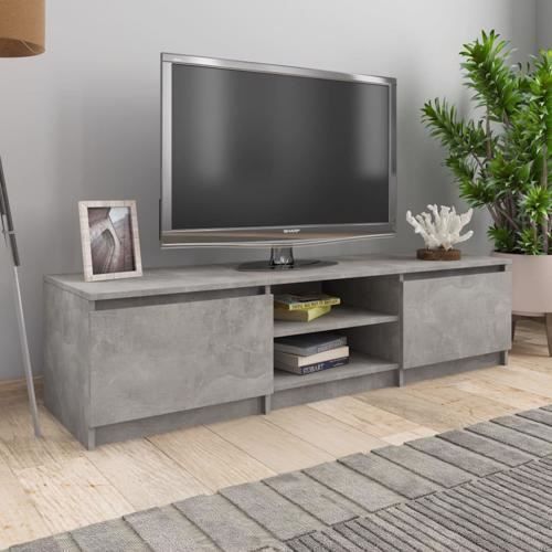 Meuble TV en MDF pour Salon Moderne 140x40x35 5 cm Gris Meuble TV en MDF pour Salon Moderne 140x40x35 5 cm Gris