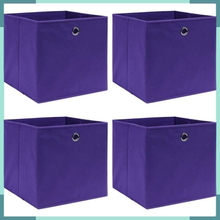 Boîtes de rangement - ASHATA - 4 pcs - Tissu intissé - 28x28x28 cm - Violet