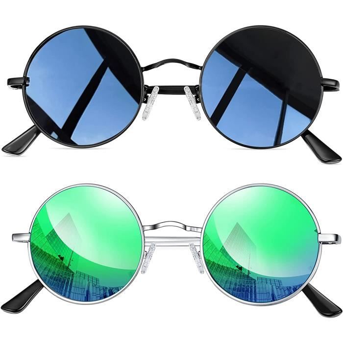 Or Vert foncé - Lunettes de soleil rétro rondes Hippie, monture ronde  colorée en métal, pour femmes et homme - Achat / Vente lunettes de soleil -  Cdiscount