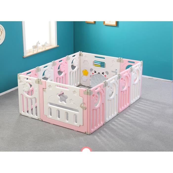 Parc Bebe Plastique Assemblable 12 Panneaux Barriere De Securite Pliable Pour Enfants 10 Mois A 6 Ans Rose Et Blanc Cdiscount Puericulture Eveil Bebe