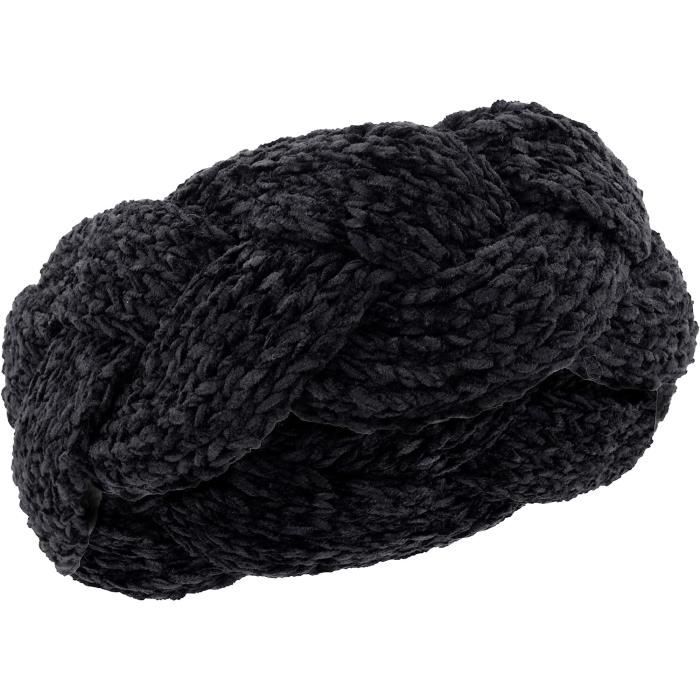 Bandeau cache oreille accessoirisee d'une tresse couleur poudre tricot fait  main : accessoires-accessoires-pour-cheveux par chouquette