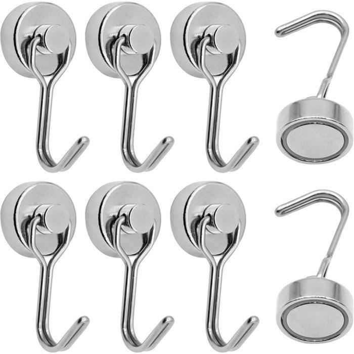 FOMANSH Lot De 6 Crochets Adhésifs Robustes En Acier Inoxydable Pour Cuisine, Salle De Bain, Porte De Maison, Serviette, Manteau, Clé, Peignoir - Argenté