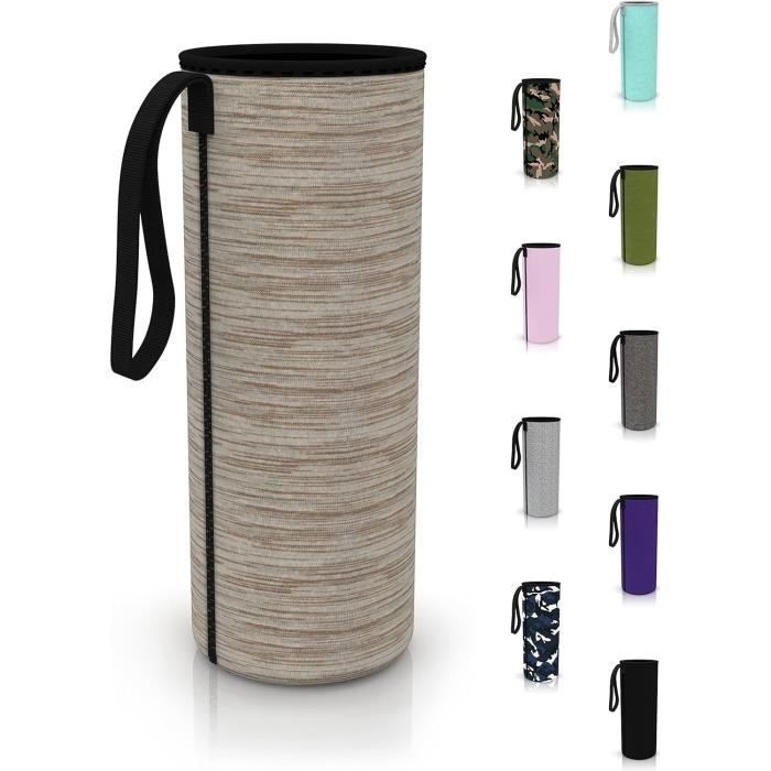Pochette Isotherme Néoprène Pour Bouteille D'Eau - Motif Papillon Bleu - Sangle Réglable - Taille S (500-750 Ml) Ou L (1-1,2 L)