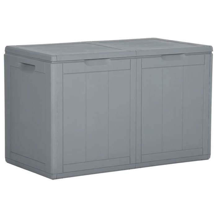 Coffre boîte meuble de jardin rangement 180 litres gris PP rotin 02_0013015 Coffre boîte meuble de jardin rangement 180 litres gris PP rotin 02_0013015