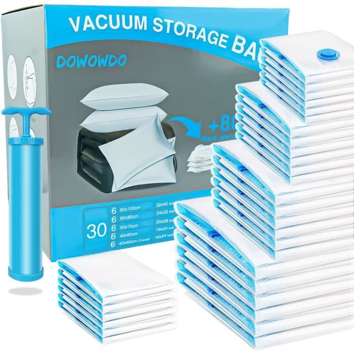 30Pcs Sac Sous Vide Vêtement Aspirateur 6Xxl+6Xl+6L+6M+6M(Voyage) Sac De Rangement  Sous Vide Reutilisable Housse Aspirable R[u123] - Cdiscount Maison