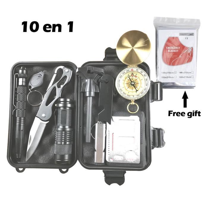 Kit De Survie D'Urgence Pour Camping Et Randonnée - Sifflet, Lampe, Allume-Feu - Léger Et Compact