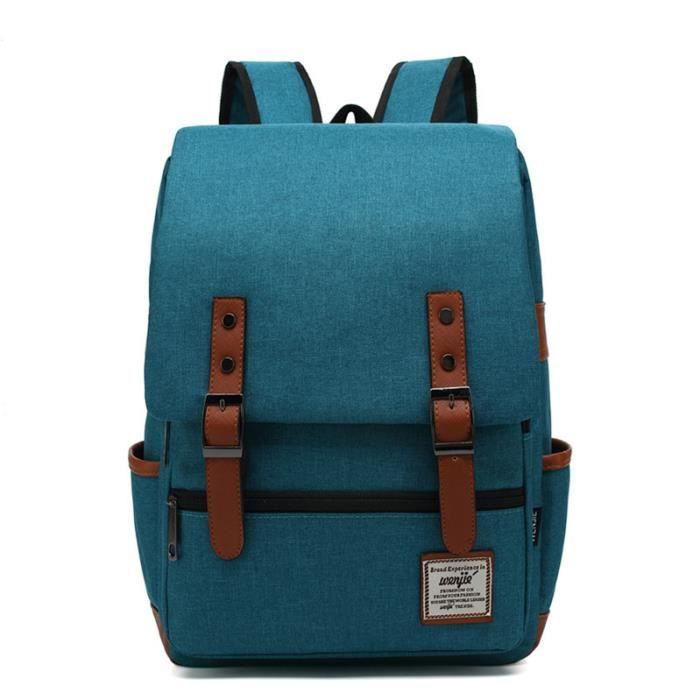 Sac à Dos rétro pour Ordinateur Portable pour Femmes et Hommes, Sac à Dos Mince pour école et Collège pour Macbook 15,6 Pouces(Bleu)