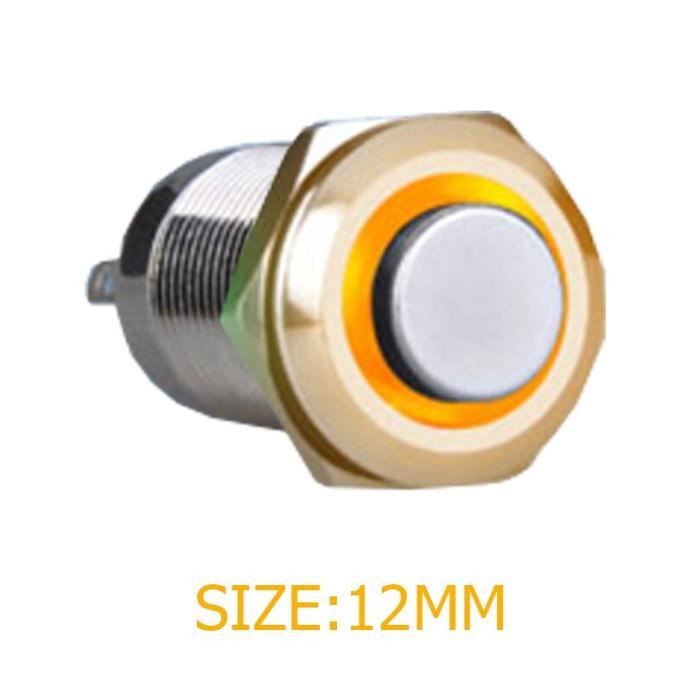 RUNCCI-YUN Lot 5 Interrupteurs Bouton Poussoir 12mm à Verrouillage 12V - Étanché IP67 Acier Inoxydable Haute Tête
