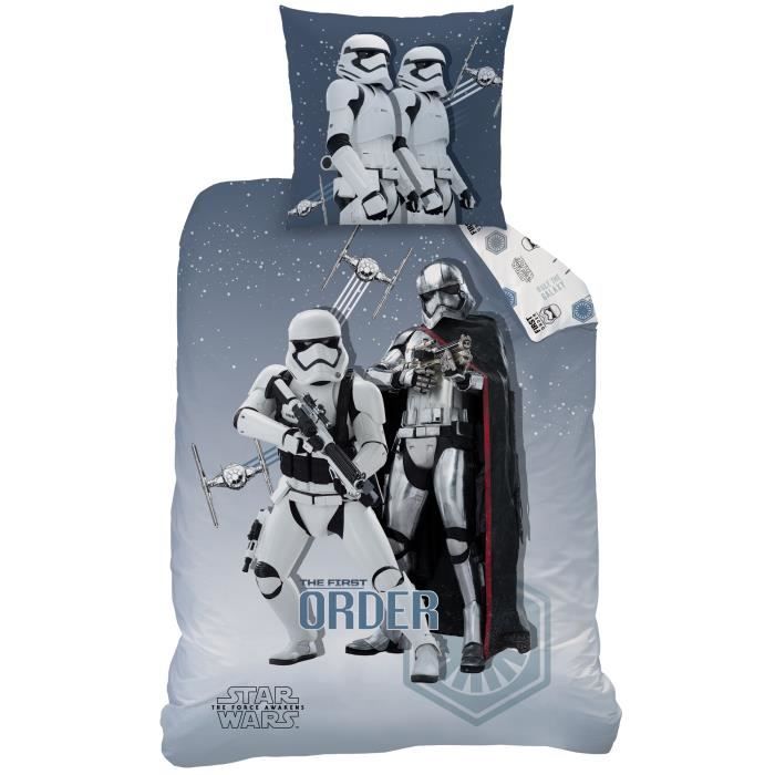 Parure De Lit Enfant Star Wars Housse De Couette Taie D Oreiller Drap Housse Taille 140x0 Cm Couleur Gris Cdiscount Maison