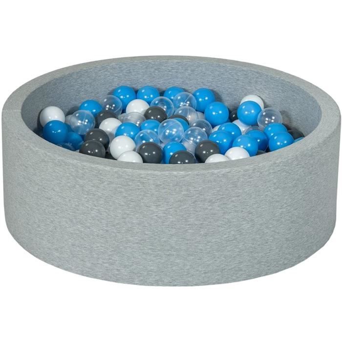 Velinda Piscine à Balles Pour Enfant – Aire De Jeu + 150 Balles – Diamètre 80 Cm – Housse Lavable – Gris