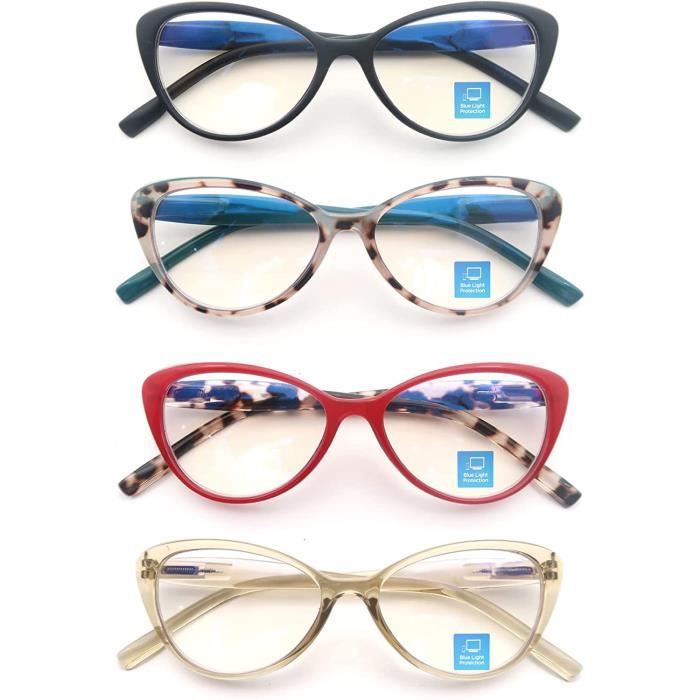Lot de 4 Lunettes de Lecture Femme Anti Lumiere Bleue Lunettes de Vue Lunettes Loupe Monture Cat Eye Branche a Ressort 2 Achat Vente lunettes de lecture Femme Cdiscount