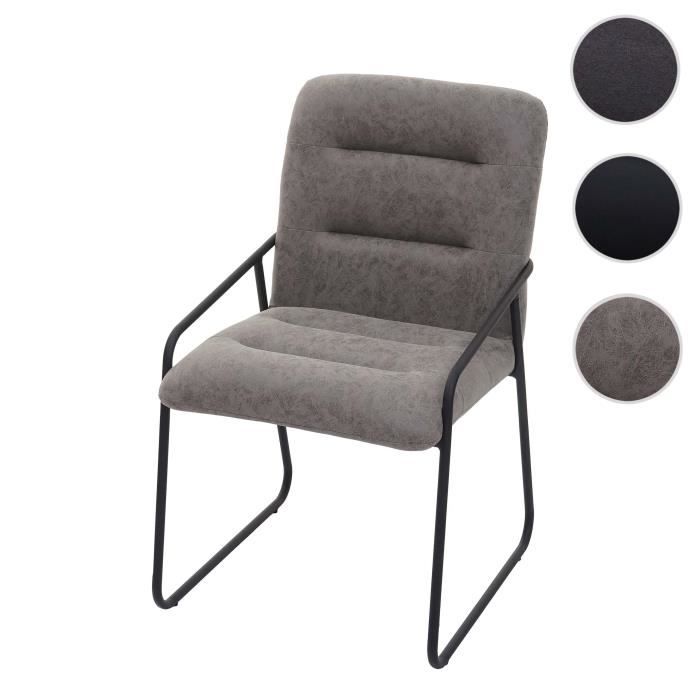 chaise de salle à  manger hwc-h45, chaise de cuisine chaise rembourrée, métal ~ similicuir gris vintage