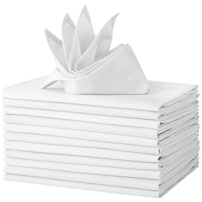 12 Serviettes De Table En Tissu Coton 42x42cm Avec Franges - Gris Clair Pour Mariage Et Fêtes