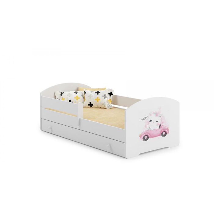 Lit Enfant 140 X 70 Cm Sommier Matelas Tiroir Barriere De Protection Cdiscount Maison