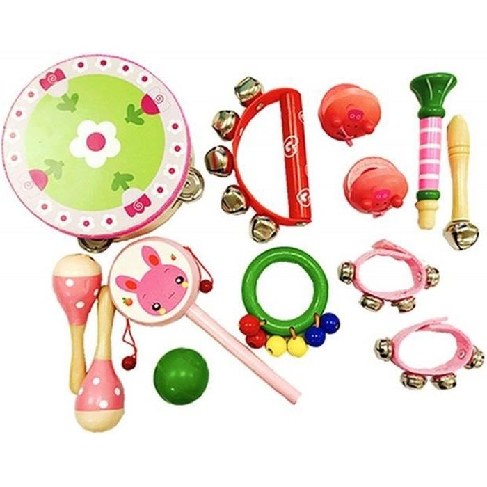 13Pcs Instruments de Musique Enfant Bébé Jouet en Bois pour Enfant Ensemble  de Clochettes Instruments de Musique en Bois Percussion - Cdiscount  Instruments de musique