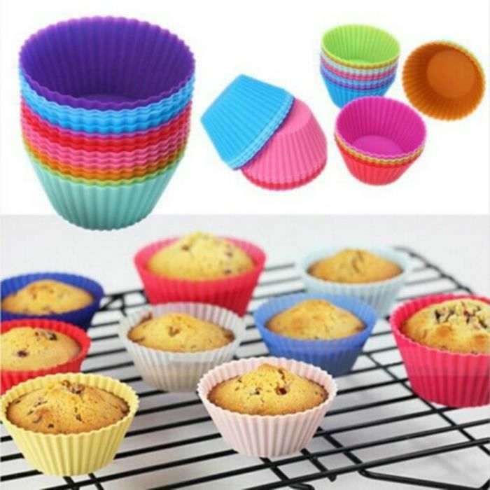 Caissettes À Cupcakes En Silicone (Set De 24)，Moule En Silicone Pour  Muffins Cupcakes Gâteau Rond Et Gelée Chocolat
