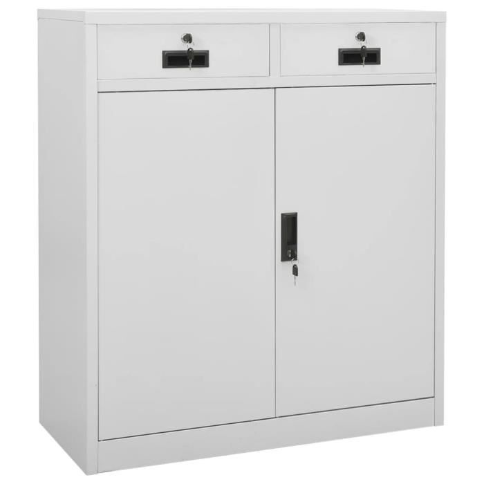 svp- moderne armoire de bureau gris clair 90x40x102 cm acier 61146