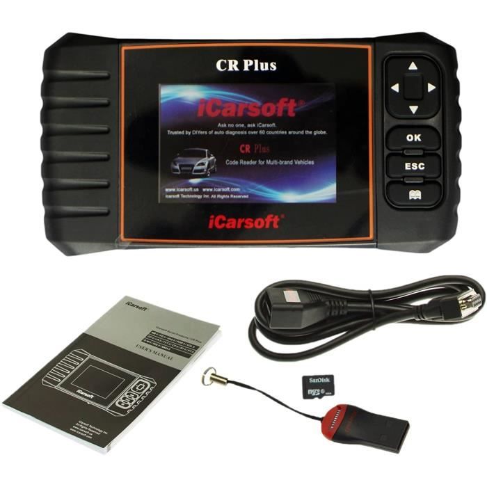 Scanner Diagnostic Auto ICarsoft CR Plus - Testeur OBD2 Pour Défauts Et Réinitialisations - Multimarques
