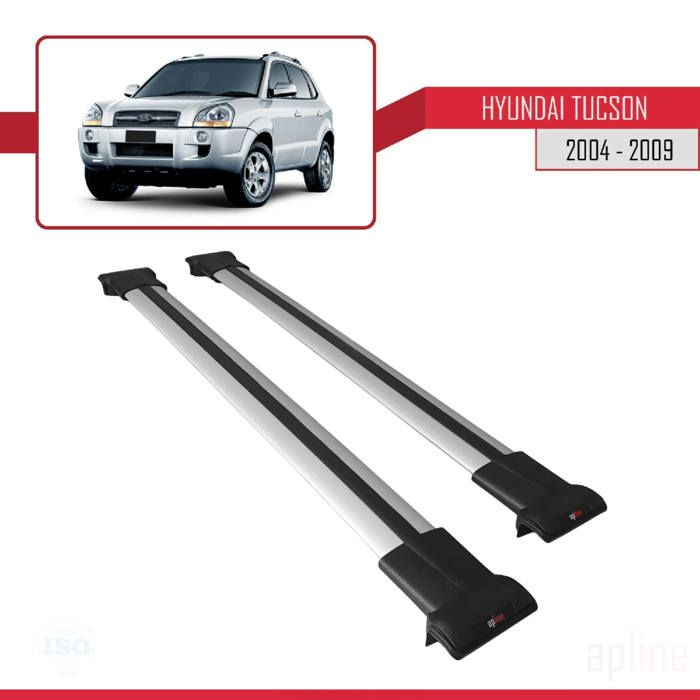 Barres De Toit MDAK Pour Hyundai Ix20 (JC) 2011-2019 - Aluminium Gris - 2 Barres - Porte-Bagages 75kg