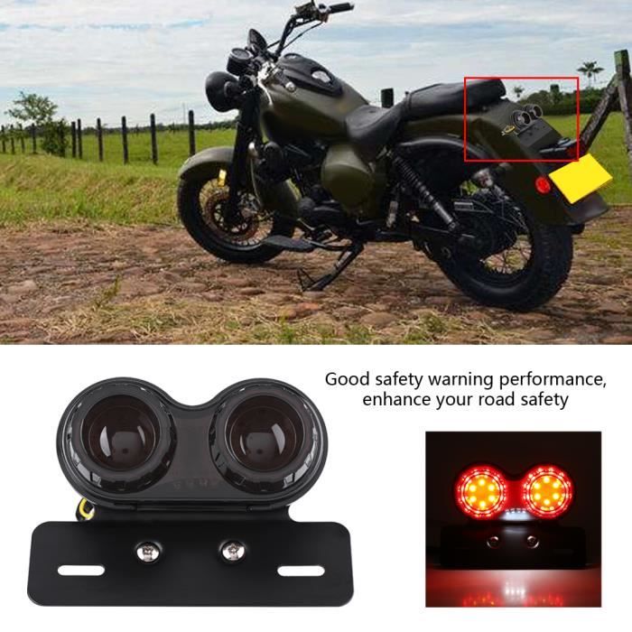 Sonew clignotants Moto LED feu arrière indicateur de frein clignotant pour  lumière rouge personnalisée Cafe Racer