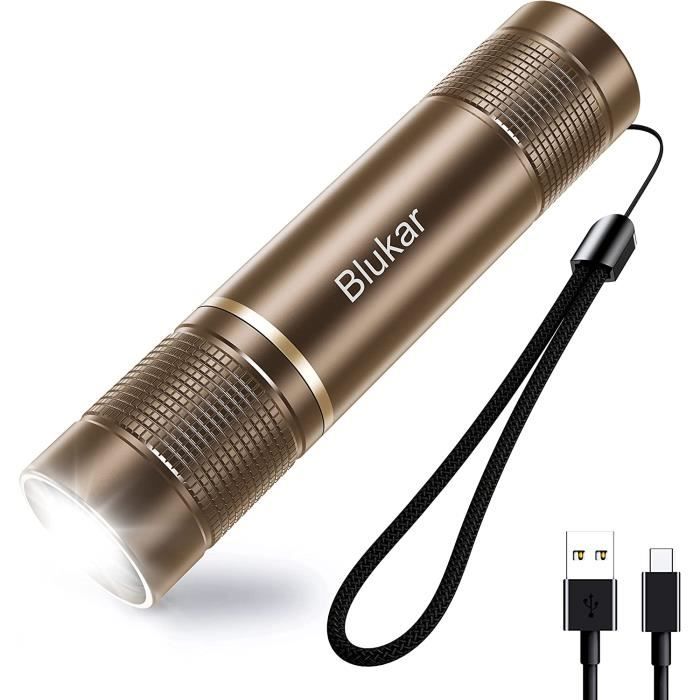 Mini Lampe Torche LED Rechargeable BASTOUR - 3 Modes, Portée 300m, Légère 24g