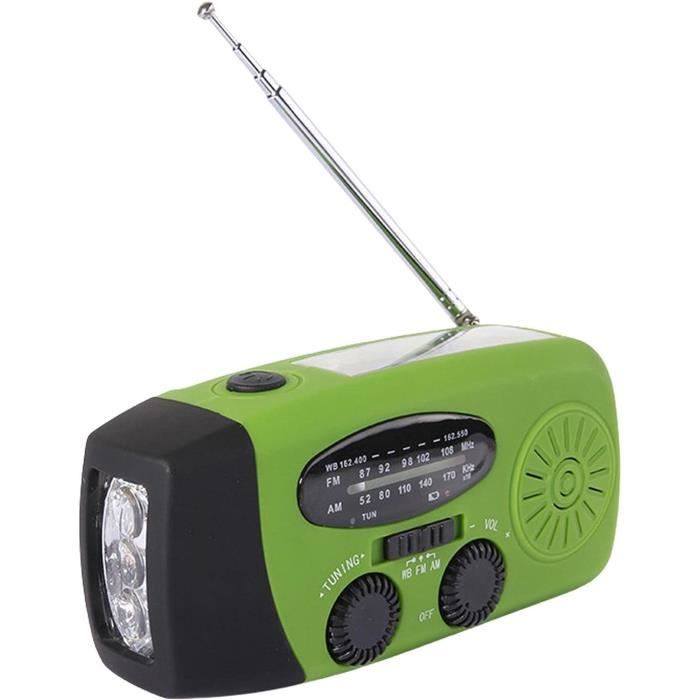 Radio De Survie AM/FM Rechargeable - Solaire, Manivelle, USB, Batterie 2000mAh, MP3, Pour Randonnée Et Urgences