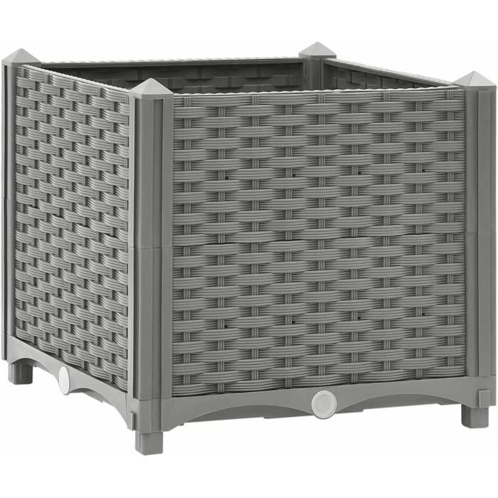 COSTWAY Lit de Jardin Surélevé de 60 cm à Fond Ouvert, Jardinière Surélevée Rectangulaire en Métal avec Protection d'angle Epaisse, pour Fleurs Légumes, 180 x 95 x 60 cm (Gris