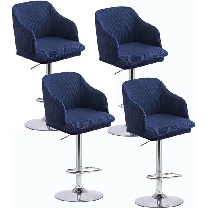 Lot De 4 Housses De Tabouret De Bar Levoberg Avec Dossier Extensible - Polyester, Taille Ajustable, Beige