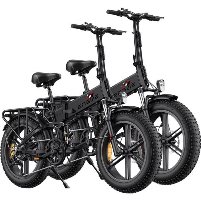 velo electrique pliable ENGWE ENGINE X Autonomie 120km 42km/h Pneus tout terrain 20 pouces VTT Fat bike Batterie 48V13Ah Noir+Noir